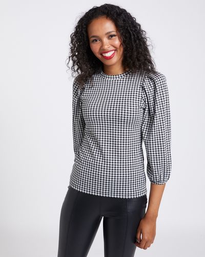 Savida Victoria Houndstooth Puff Sleeve Top